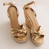 The Eliana Metallic Espadrille Wedge in Gold Image - 1