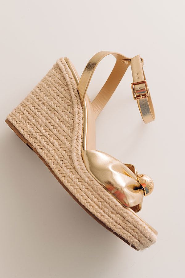 The Eliana Metallic Espadrille Wedge in Gold Image - 2