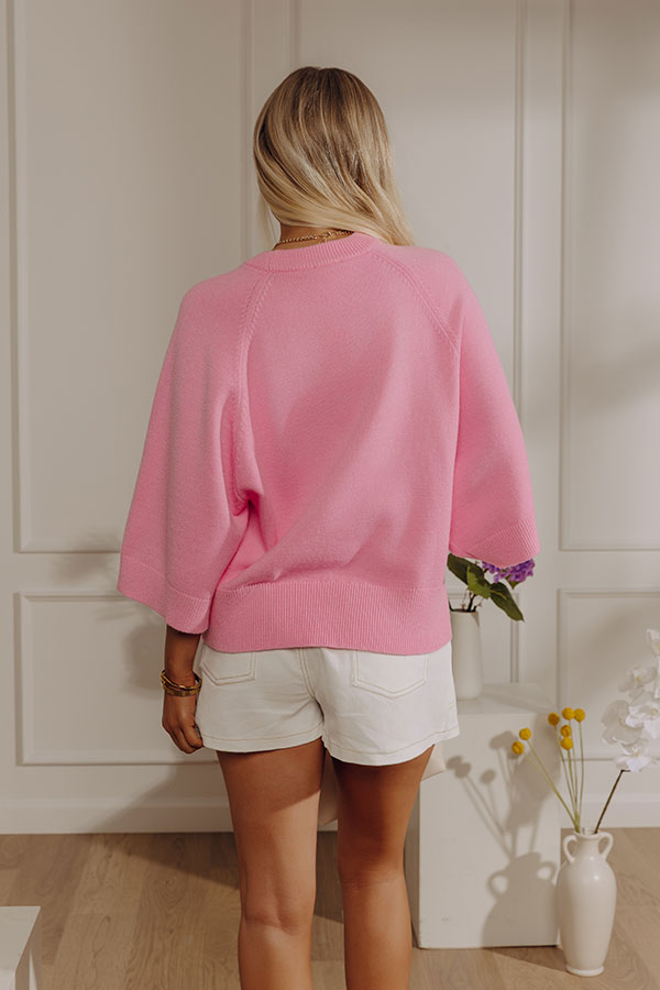 Coffee Shop Cuddles Knit Sweater Top in Bubblegum Pink Image - 4