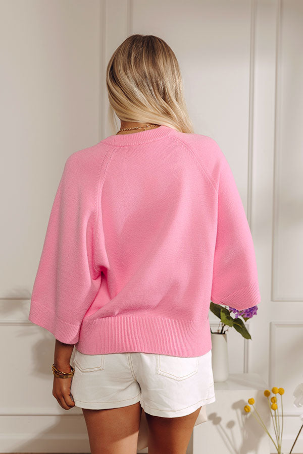 Coffee Shop Cuddles Knit Sweater Top in Bubblegum Pink Image - 4