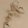 The Eliana Faux Leather Espadrille Wedge in Cream Image - 1