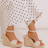 The Eliana Faux Leather Espadrille Wedge in Cream Image - 1