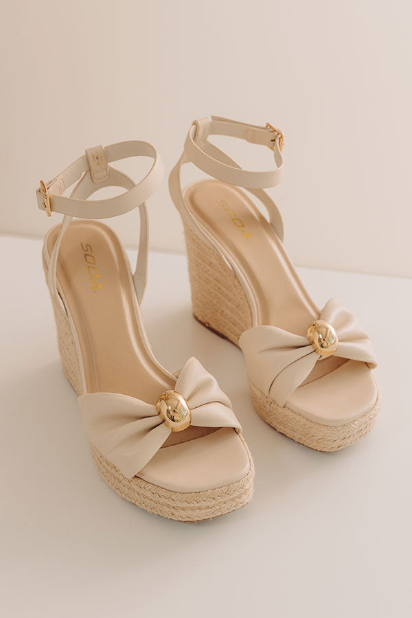 The Eliana Faux Leather Espadrille Wedge in Cream Image - 2