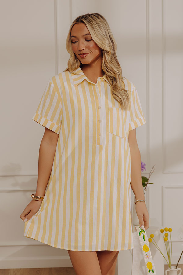 Yacht Club Chic Stripe Mini Dress in Yellow Image - 3