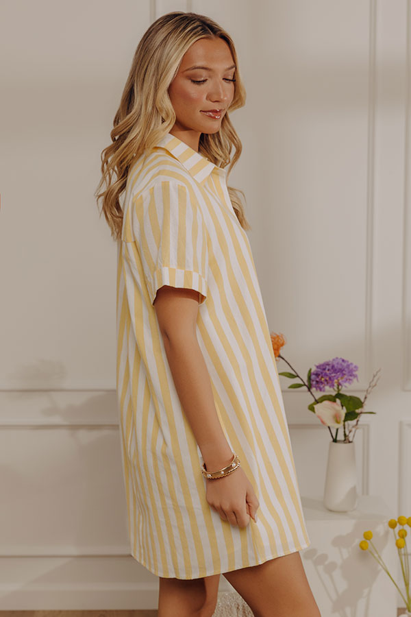 Yacht Club Chic Stripe Mini Dress in Yellow Image - 4