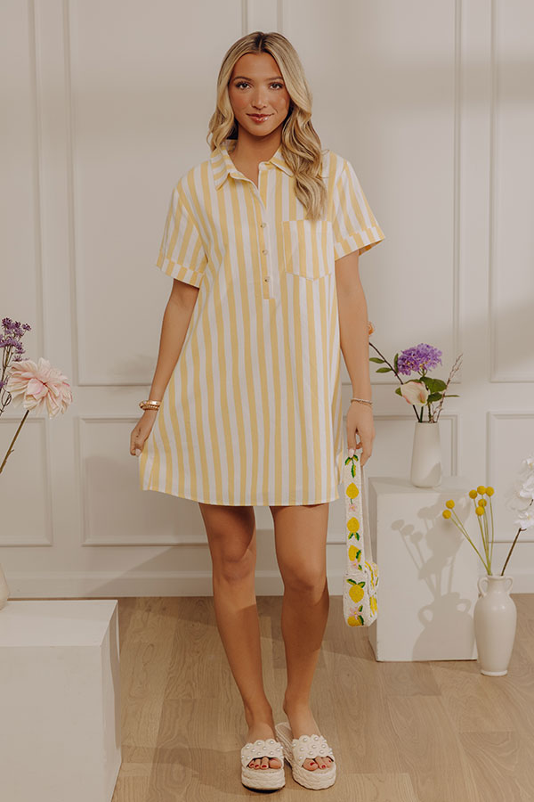 Yacht Club Chic Stripe Mini Dress in Yellow Image - 2
