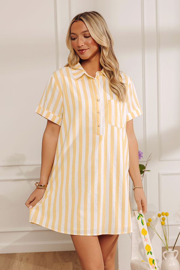 Yacht Club Chic Stripe Mini Dress in Yellow Image - 3