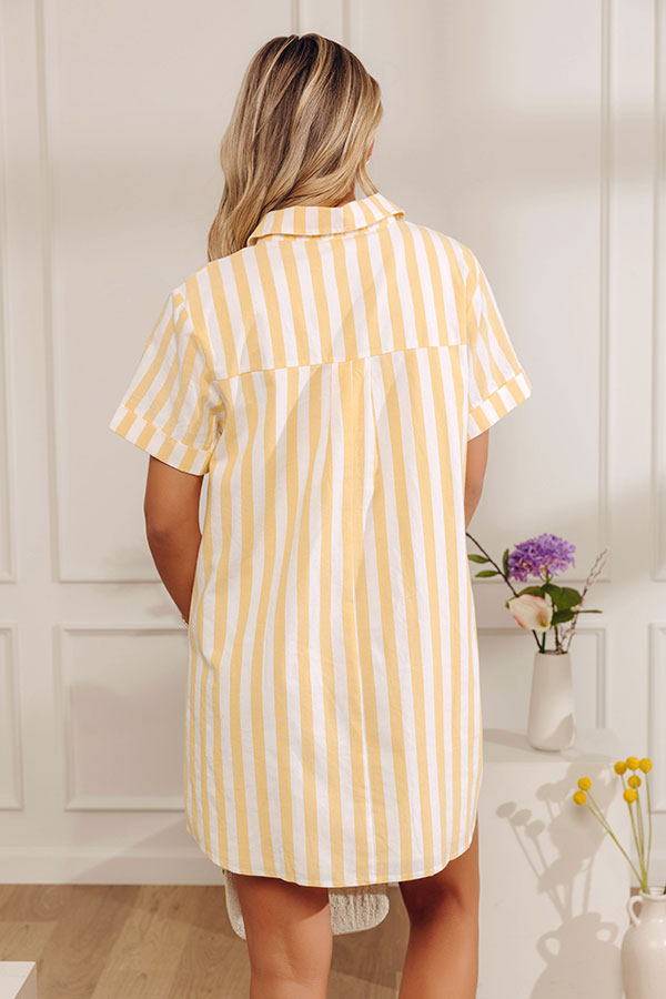 Yacht Club Chic Stripe Mini Dress in Yellow Image - 5