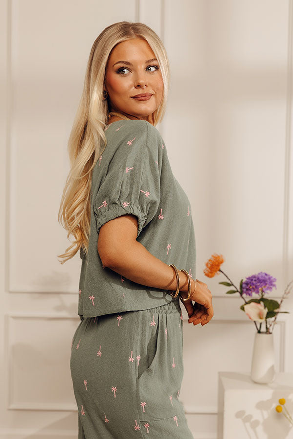 Palm Tree Paradise Embroidered Dolman Top Image - 4