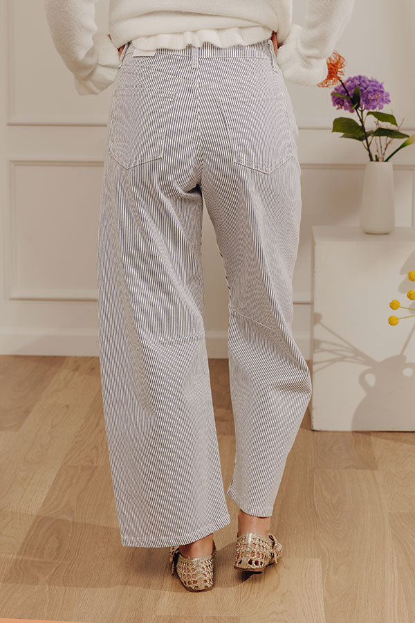 JUST USA Mae Midrise Barrel Leg Stripe Jean Image - 3