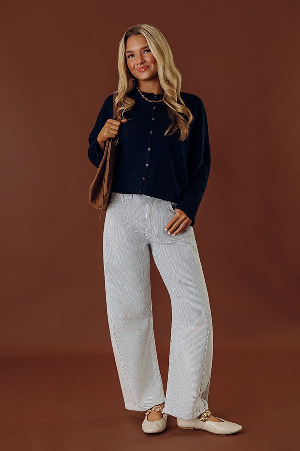 JUST USA Mae Midrise Barrel Leg Stripe Jean Image - 1