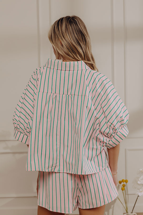 Pretty Stripes Oversized Button Up Top Image - 3