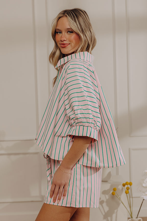 Pretty Stripes Oversized Button Up Top Image - 2