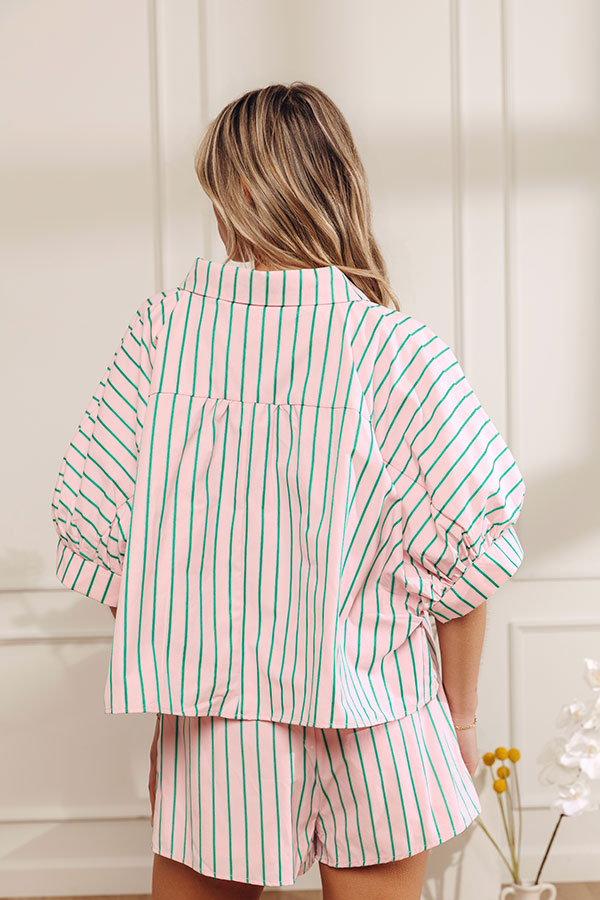 Pretty Stripes Oversized Button Up Top Image - 3