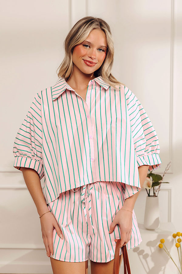 Pretty Stripes Oversized Button Up Top Image - 1