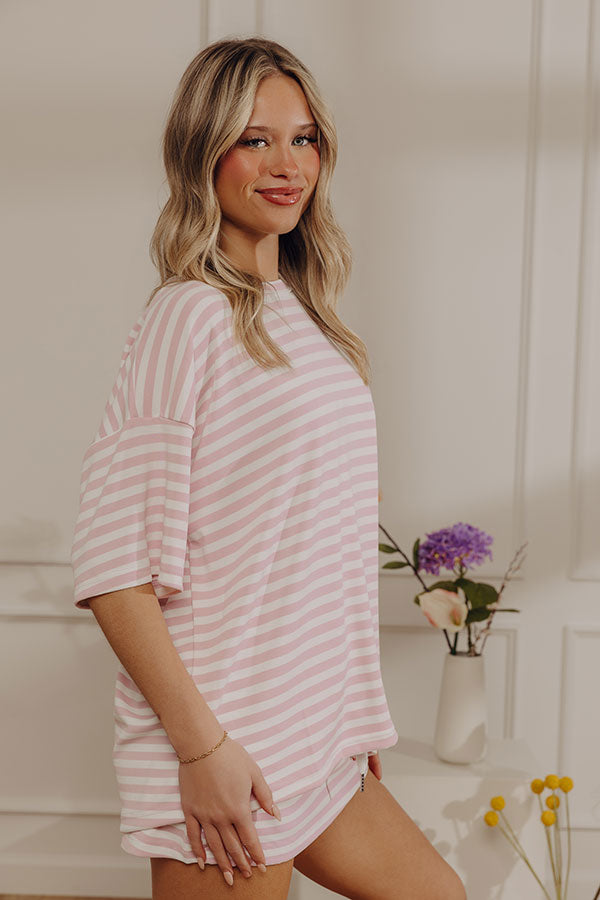 Simple And Sweet Oversized Stripe Tee Image - 2