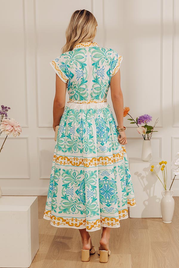 Trip To Crete Floral Button Down Midi Dress M / White Trip To Crete Floral Button Down Midi Dress M / White