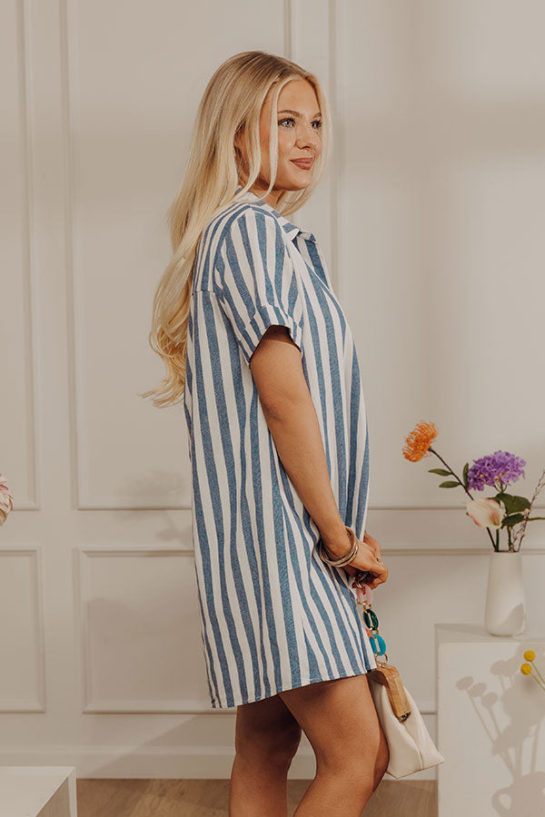 Yacht Club Chic Stripe Mini Dress in Navy Image - 3