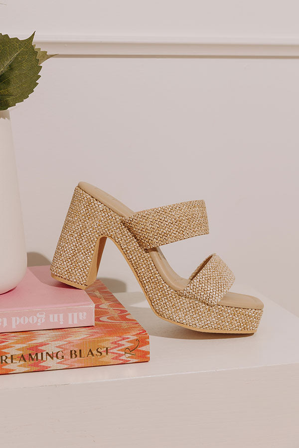 Gem Woven Platform Heel in Beige