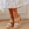 Gem Woven Platform Heel in Beige Image - 1