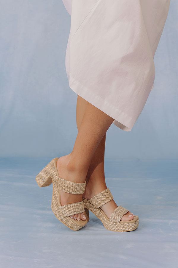 Gem Woven Platform Heel in Beige Image - 4
