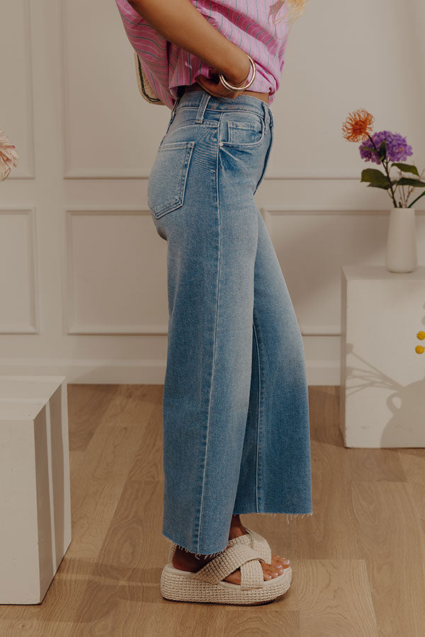 JUST USA Natalia High Waist Wide Leg Jean in Light Wash Image - 2