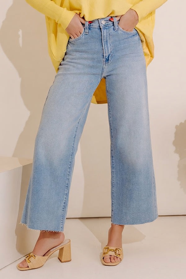 JUST USA Natalia High Waist Wide Leg Jean in Light Wash