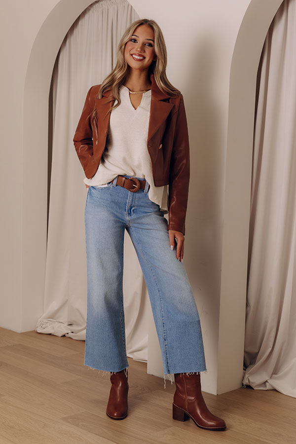 JUST USA Natalia High Waist Wide Leg Jean in Light Wash Image - 2