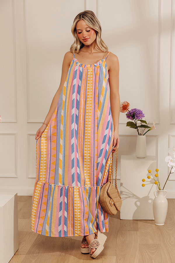 Bali Girls Trip Stripe Woven Maxi Dress Image - 1