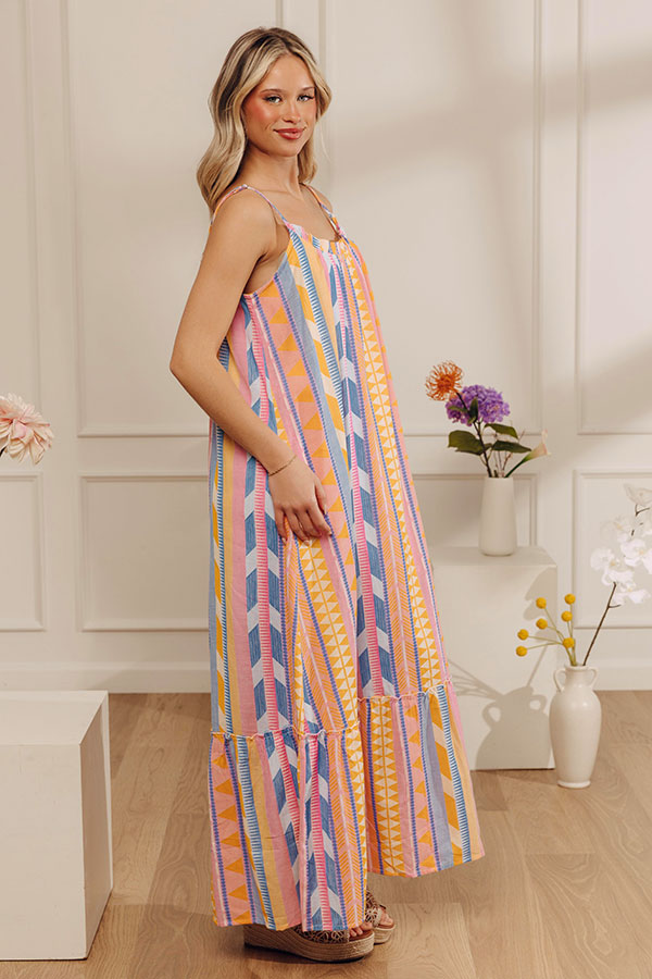 Bali Girls Trip Stripe Woven Maxi Dress Image - 3