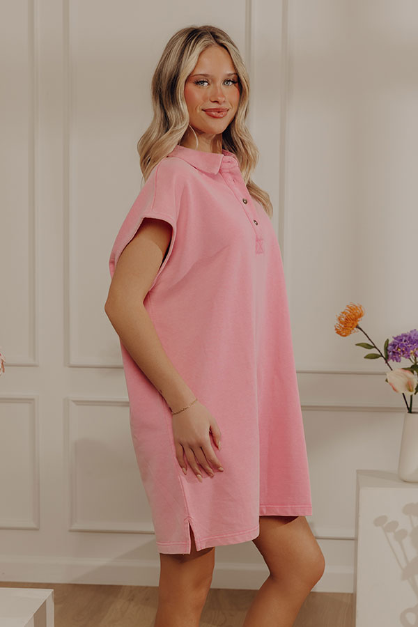 Simple Joy Vintage Wash Terry Knit Mini Dress in Pink Image - 2