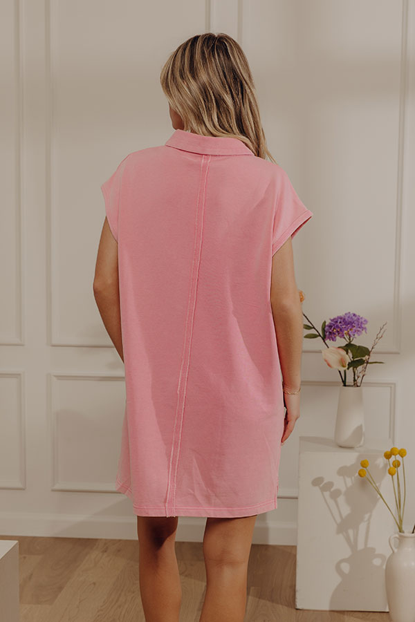 Simple Joy Vintage Wash Terry Knit Mini Dress in Pink Image - 3