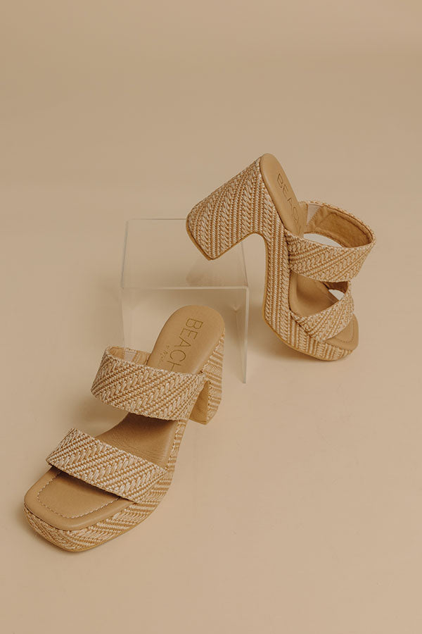 Gem Raffia Woven Platform Heel in Natural