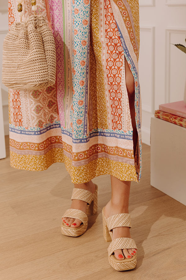 Gem Raffia Woven Platform Heel in Natural Image - 1