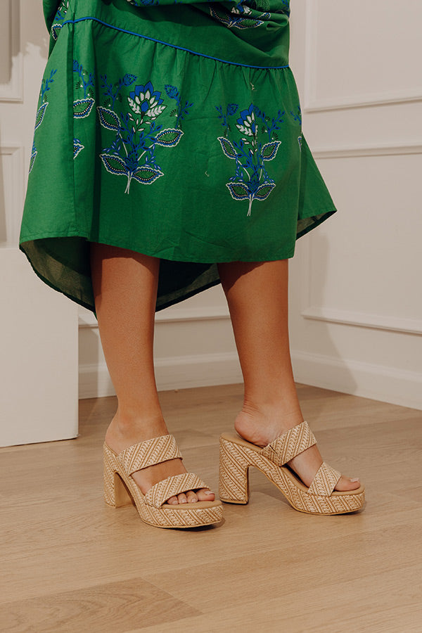 Gem Raffia Woven Platform Heel in Natural