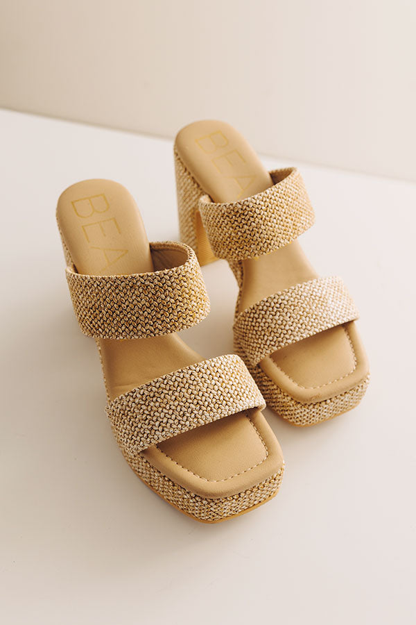 Gem Raffia Woven Platform Heel in Natural Image - 4