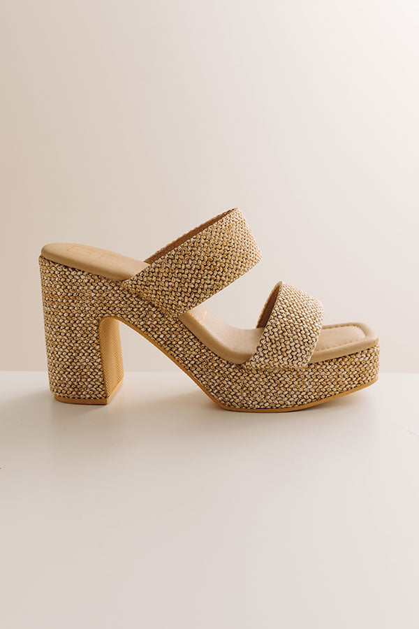 Gem Raffia Woven Platform Heel in Natural