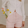The Stacy High Waist Stripe Cargo Shorts in Pink Image - 1