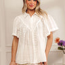 Easygoing Lifestyle Eyelet Button Up Top Image - 1
