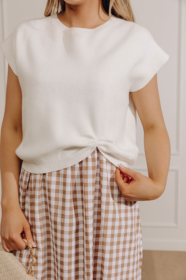 Countryside Chic Two Piece Gingham Midi Dress in Mocha Image - 2