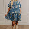 Hydrangea Happiness Floral Denim Mini Dress Image - 1