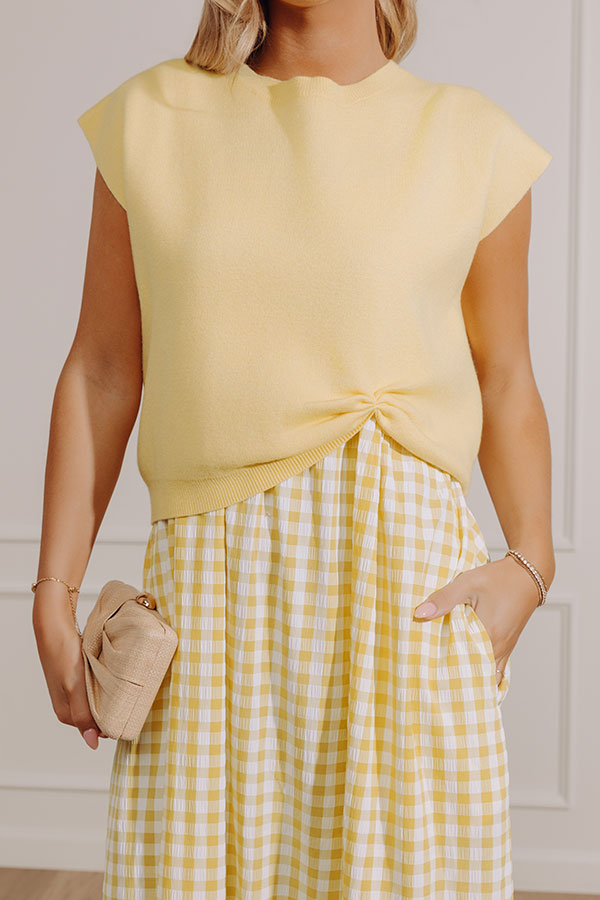 Countryside Chic Two Piece Gingham Midi Dress in Yellow Image - 5