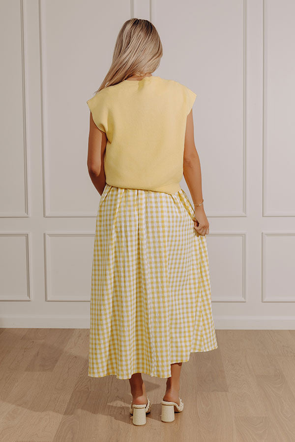 Countryside Chic Two Piece Gingham Midi Dress in Yellow Image - 4