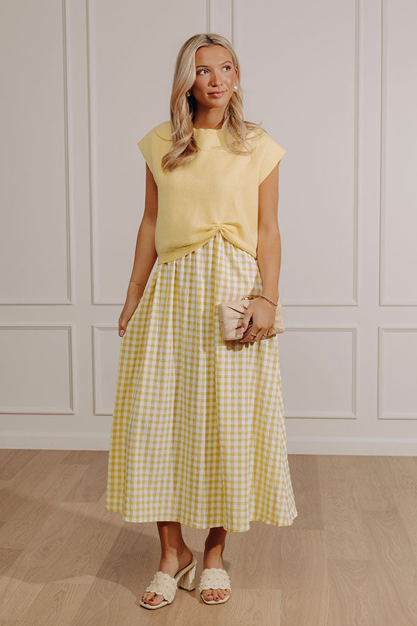 Countryside Chic Two Piece Gingham Midi Dress in Yellow Image - 2