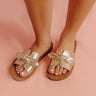 Too Cute Faux Leather Metallic Sandals Image - 1