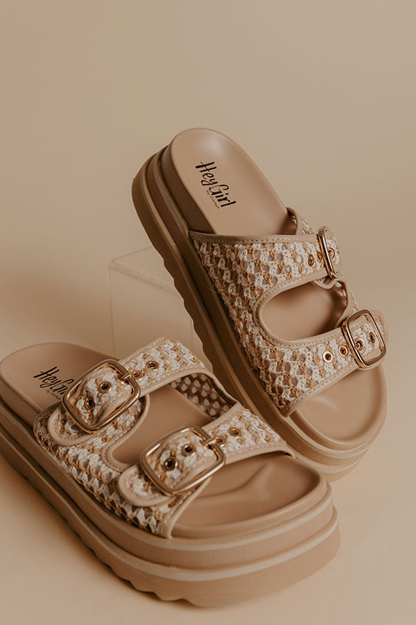 Word On The Street Woven Platform Sandal in Oatmeal Image - 1