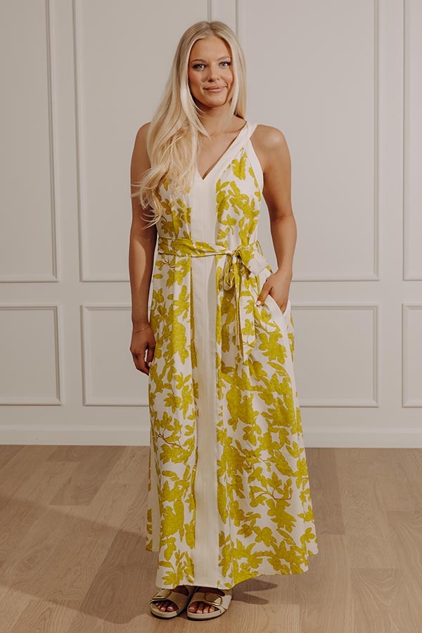 Vacay Bliss Floral Maxi Dress in Chartreuse Image - 2