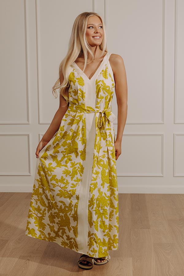 Vacay Bliss Floral Maxi Dress in Chartreuse