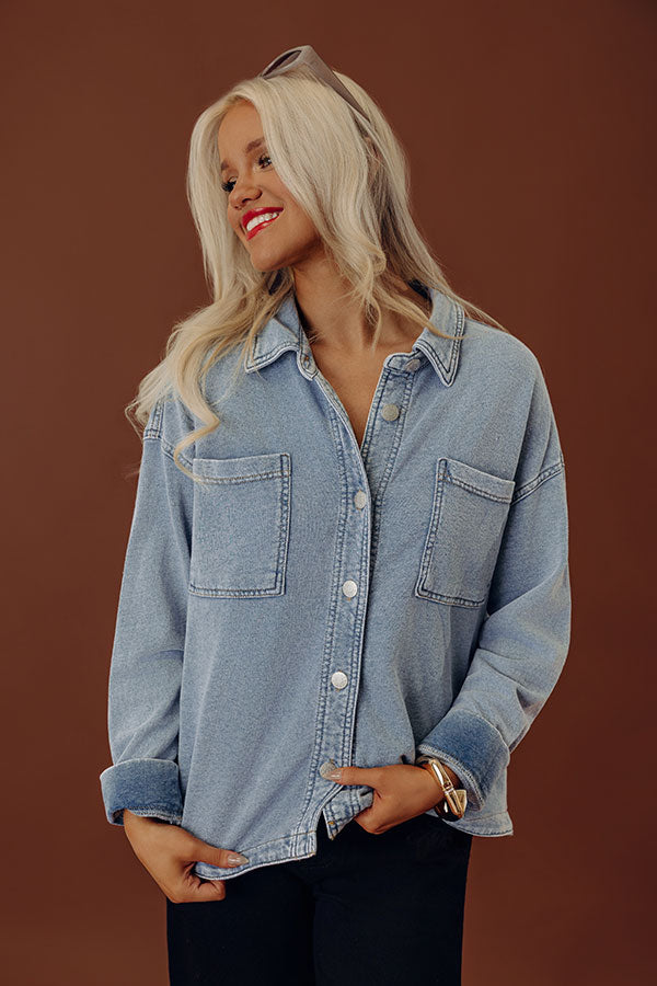 Always Easygoing Vintage Wash Terry Jacket in Light Wash Image - 2