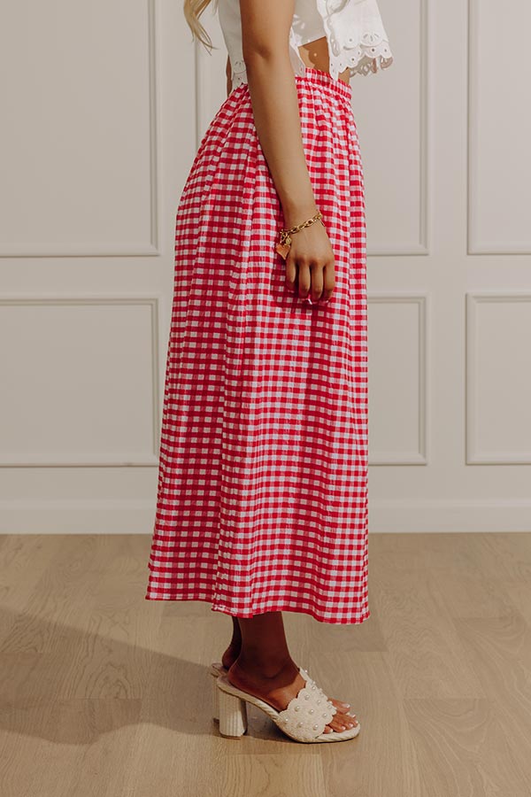 Picnic Crush High Waist Gingham Midi Skirt Image - 3
